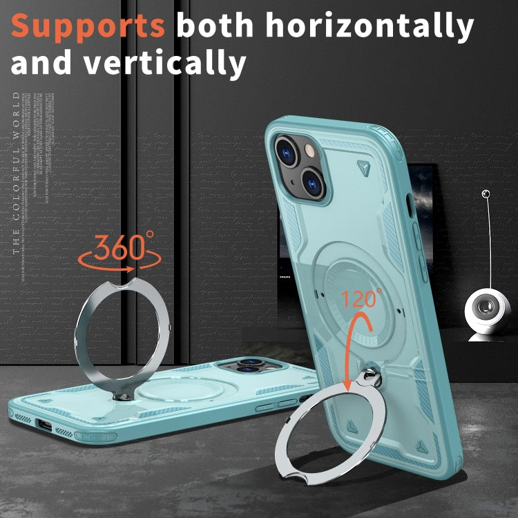 For iPhone 15 PC Hybrid TPU Armor MagSafe Ring Holder Phone Case(Light Blue) - iPhone 15 Cases by buy2fix | Online Shopping UK | buy2fix