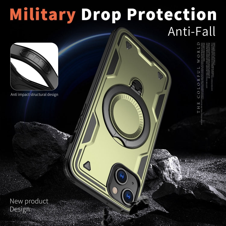 For iPhone 15 PC Hybrid TPU Armor MagSafe Ring Holder Phone Case(Olive Green) - iPhone 15 Cases by buy2fix | Online Shopping UK | buy2fix