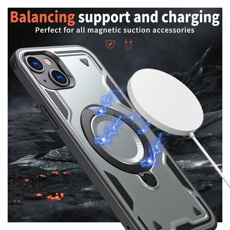 For iPhone 15 PC Hybrid TPU Armor MagSafe Ring Holder Phone Case(Grey) - iPhone 15 Cases by buy2fix | Online Shopping UK | buy2fix