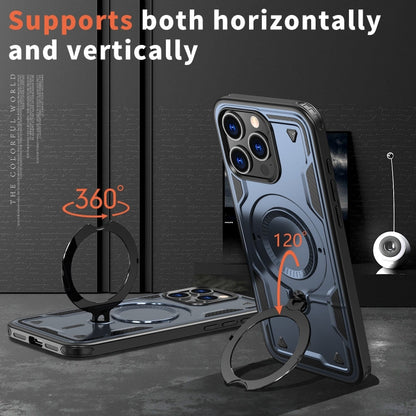 For iPhone 14 Pro PC Hybrid TPU Armor MagSafe Ring Holder Phone Case(Blue) - iPhone 14 Pro Cases by buy2fix | Online Shopping UK | buy2fix