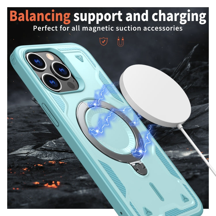 For iPhone 13 Pro Max PC Hybrid TPU Armor MagSafe Ring Holder Phone Case(Light Blue) by buy2fix