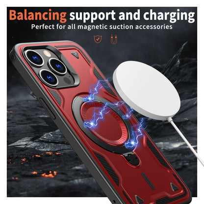 For iPhone 13 Pro Max PC Hybrid TPU Armor MagSafe Ring Holder Phone Case(Red) by buy2fix