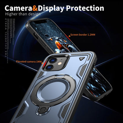 For iPhone 12 PC Hybrid TPU Armor MagSafe Ring Holder Phone Case(Blue) by buy2fix