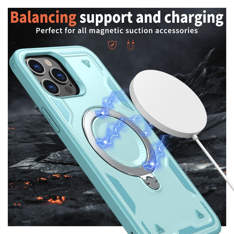 For iPhone 12 Pro Max PC Hybrid TPU Armor MagSafe Ring Holder Phone Case(Light Blue) by buy2fix
