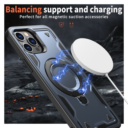 For iPhone 12 Pro PC Hybrid TPU Armor MagSafe Ring Holder Phone Case(Blue) by buy2fix