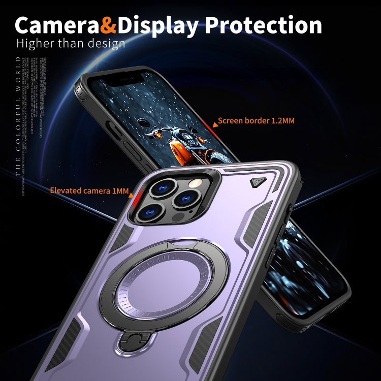 For iPhone 12 Pro PC Hybrid TPU Armor MagSafe Ring Holder Phone Case(Purple) by buy2fix