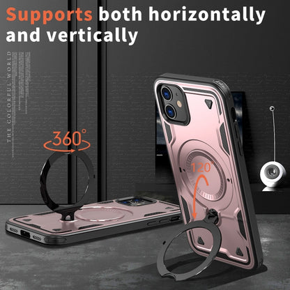 For iPhone 11 PC Hybrid TPU Armor MagSafe Ring Holder Phone Case(Rose Gold) by buy2fix