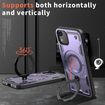 For iPhone XR PC Hybrid TPU Armor MagSafe Ring Holder Phone Case(Purple) by buy2fix