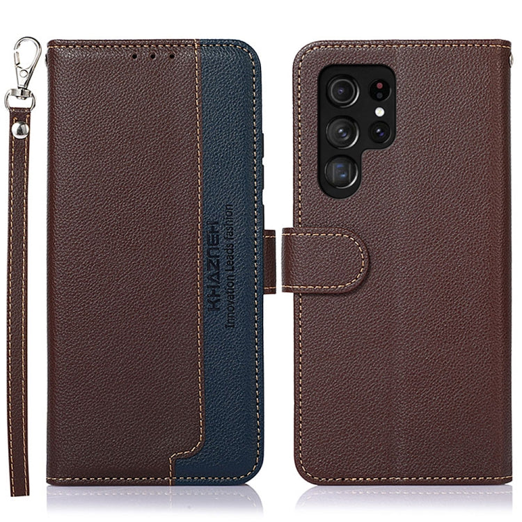 For Samsung Galaxy S25 Ultra KHAZNEH Litchi Texture Leather RFID Phone Case(Brown) by buy2fix