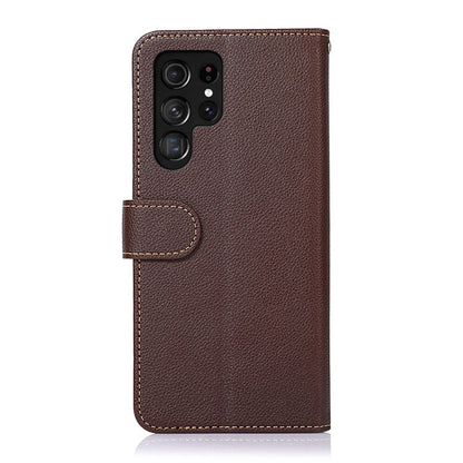 For Samsung Galaxy S25 Ultra KHAZNEH Litchi Texture Leather RFID Phone Case(Brown) by buy2fix