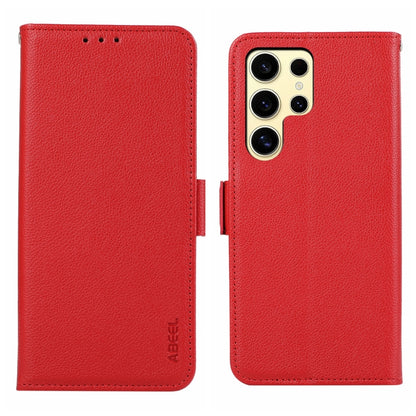 For Samsung Galaxy S25 Ultra ABEEL Side-Magnetic Litchi Pattern Leather RFID Phone Case(Red) by buy2fix