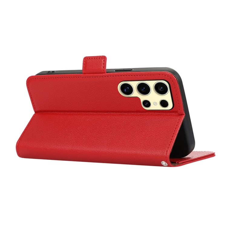 For Samsung Galaxy S25 Ultra ABEEL Side-Magnetic Litchi Pattern Leather RFID Phone Case(Red) by buy2fix