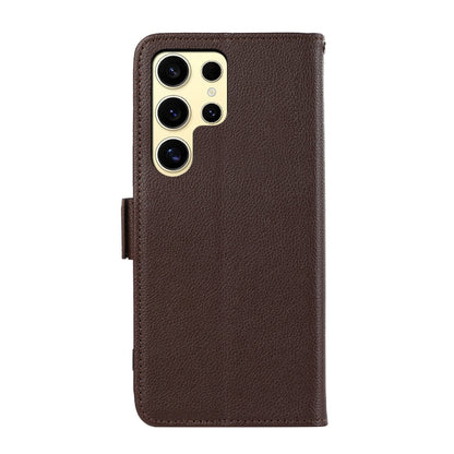For Samsung Galaxy S25 Ultra ABEEL Side-Magnetic Litchi Pattern Leather RFID Phone Case(Brown) by buy2fix