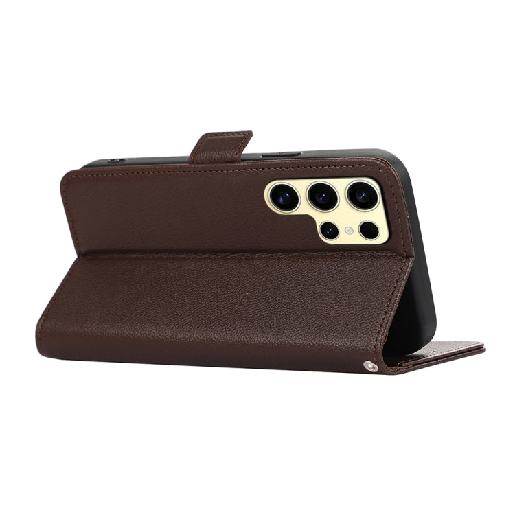 For Samsung Galaxy S25 Ultra ABEEL Side-Magnetic Litchi Pattern Leather RFID Phone Case(Brown) by buy2fix