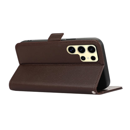 For Samsung Galaxy S25 Ultra ABEEL Side-Magnetic Litchi Pattern Leather RFID Phone Case(Brown) by buy2fix