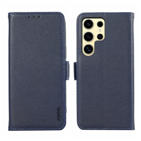 For Samsung Galaxy S25 Ultra ABEEL Side-Magnetic Litchi Pattern Leather RFID Phone Case(Blue) by buy2fix