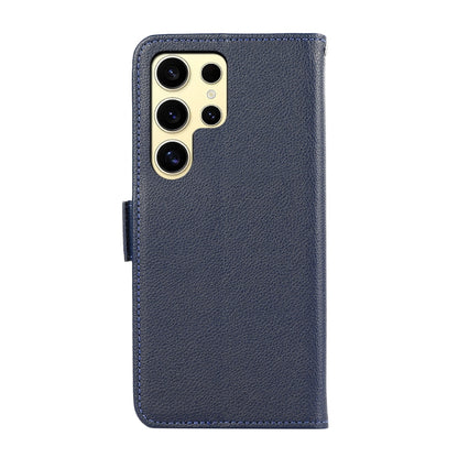 For Samsung Galaxy S25 Ultra ABEEL Side-Magnetic Litchi Pattern Leather RFID Phone Case(Blue) by buy2fix