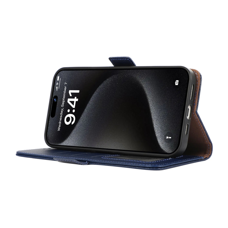 For Samsung Galaxy S25 Ultra ABEEL Side-Magnetic Litchi Pattern Leather RFID Phone Case(Blue) by buy2fix