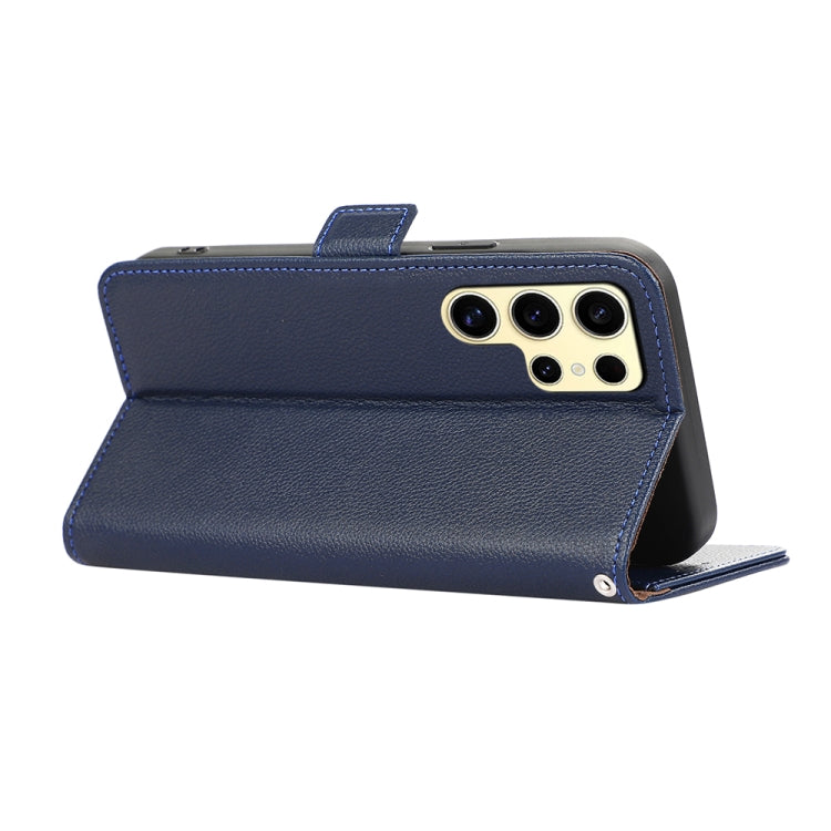 For Samsung Galaxy S25 Ultra ABEEL Side-Magnetic Litchi Pattern Leather RFID Phone Case(Blue) by buy2fix