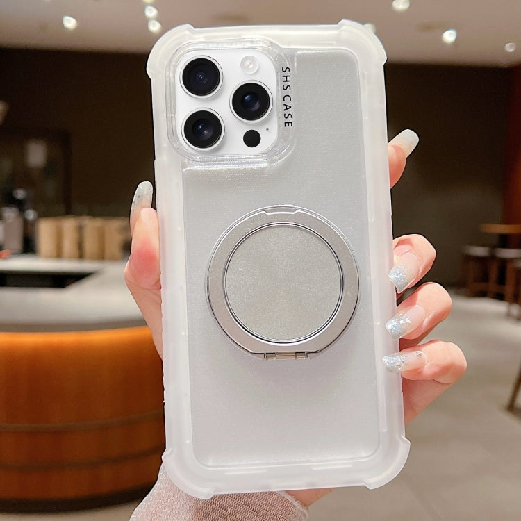 For iPhone 16 Pro Matte TPU Hybrid PC 3-in-1 MagSafe Holder Phone Case(White) by buy2fix