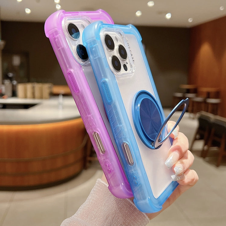 For iPhone 16 Pro Max Matte TPU Hybrid PC 3-in-1 MagSafe Holder Phone Case(Purple) by buy2fix