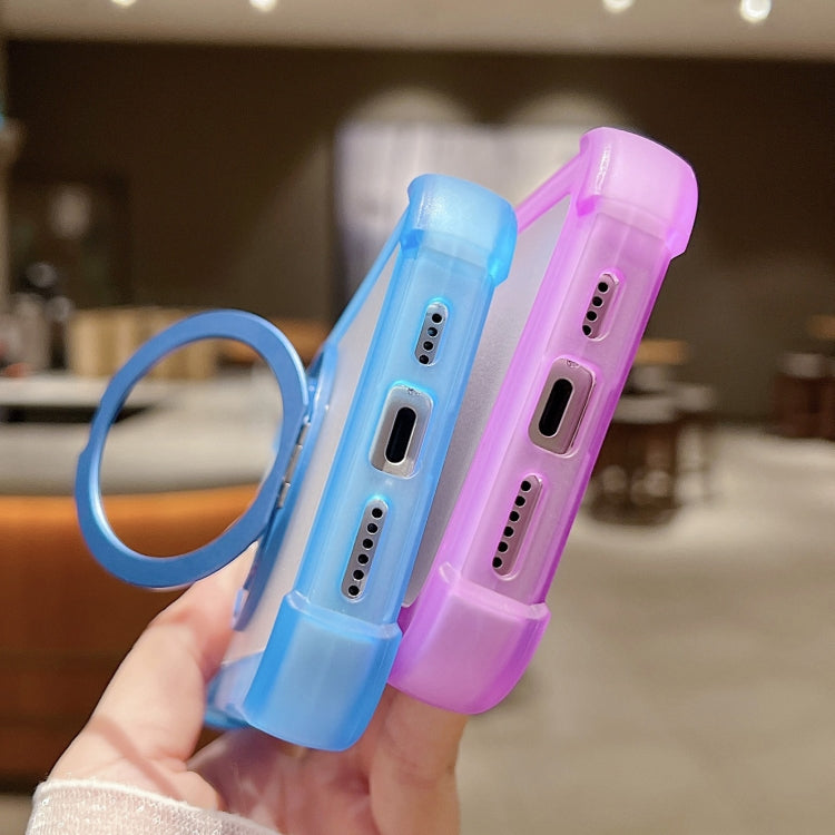 For iPhone 16 Pro Max Matte TPU Hybrid PC 3-in-1 MagSafe Holder Phone Case(Purple) by buy2fix