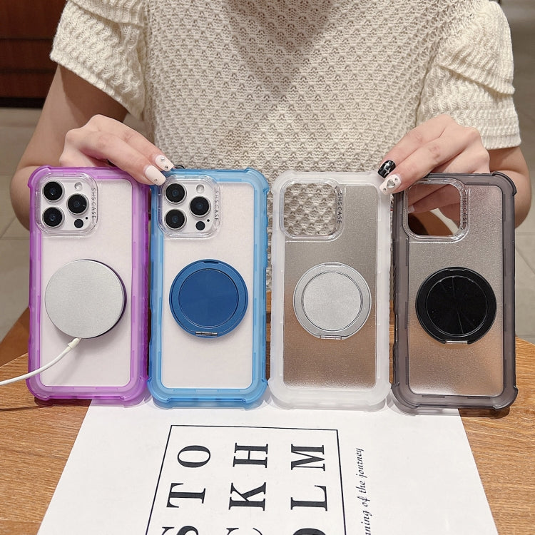 For iPhone 16 Pro Max Matte TPU Hybrid PC 3-in-1 MagSafe Holder Phone Case(Purple) by buy2fix