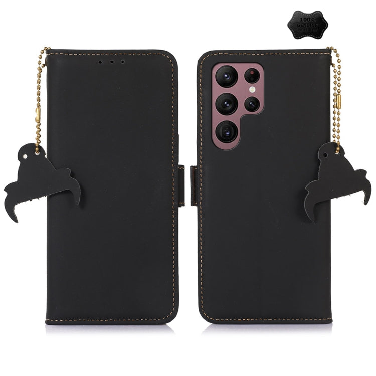 For Samsung Galaxy S25 Ultra Genuine Leather Magnetic RFID Leather Phone Case(Black) by buy2fix