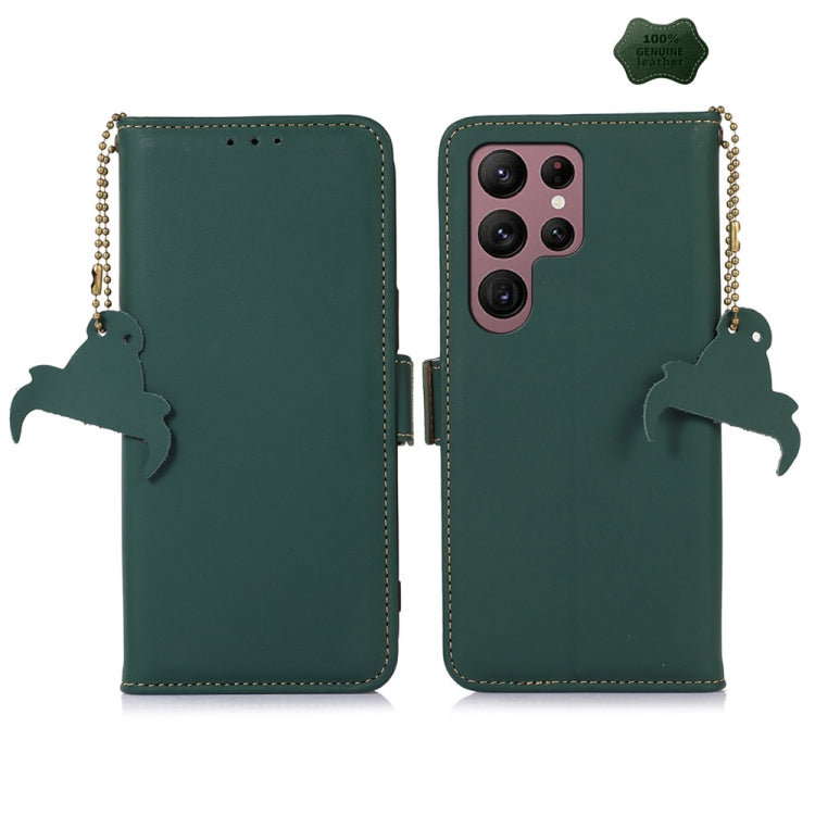 For Samsung Galaxy S25 Ultra Genuine Leather Magnetic RFID Leather Phone Case(Green) by buy2fix