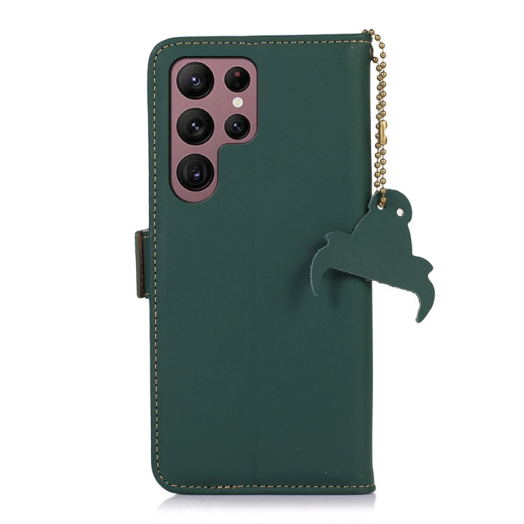 For Samsung Galaxy S25 Ultra Genuine Leather Magnetic RFID Leather Phone Case(Green) by buy2fix