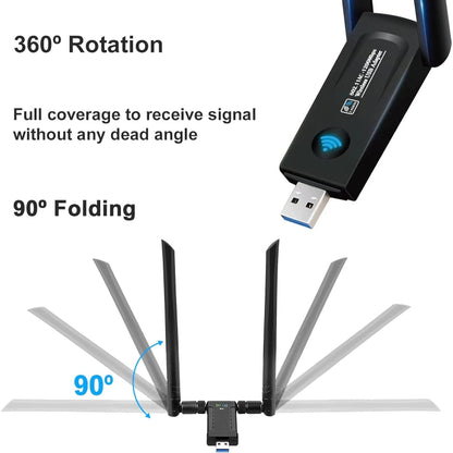 RE-1202 1200Mbps Dual Band Wireless Network Card WiFi USB3.0 Adapter Transmitter Receiver by buy2fix