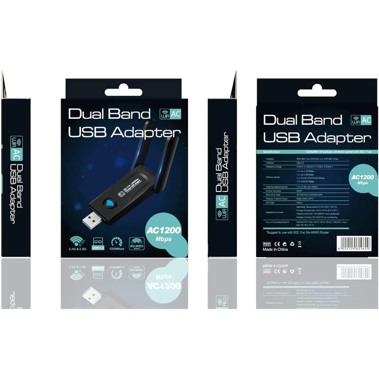 RE-1202 1200Mbps Dual Band Wireless Network Card WiFi USB3.0 Adapter Transmitter Receiver by buy2fix