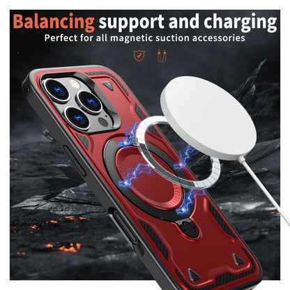 For iPhone 16 Pro PC Hybrid TPU Armor MagSafe Ring Holder Phone Case(Red) by buy2fix