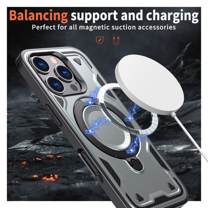 For iPhone 16 Pro PC Hybrid TPU Armor MagSafe Ring Holder Phone Case(Grey) by buy2fix
