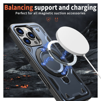 For iPhone 16 Pro PC Hybrid TPU Armor MagSafe Ring Holder Phone Case(Blue) by buy2fix