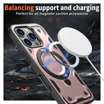 For iPhone 16 Pro PC Hybrid TPU Armor MagSafe Ring Holder Phone Case(Rose Gold) by buy2fix