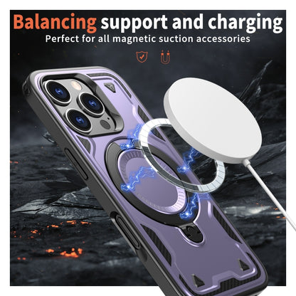 For iPhone 16 Pro PC Hybrid TPU Armor MagSafe Ring Holder Phone Case(Purple) by buy2fix