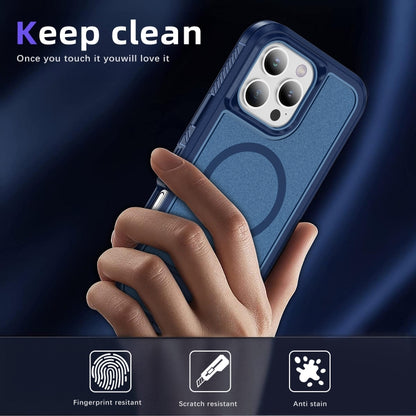 For iPhone 16 Pro Guard MagSafe Holder Matte PC Hybrid TPU Phone Case(Royal Blue) by buy2fix