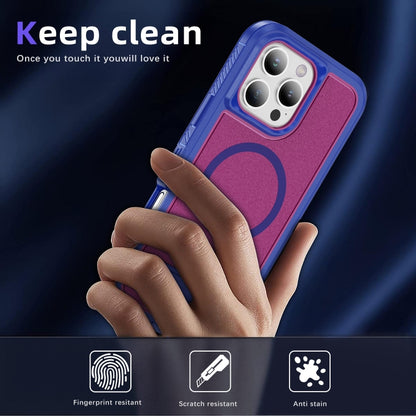 For iPhone 16 Pro Guard MagSafe Holder Matte PC Hybrid TPU Phone Case(Blue Rose Red) by buy2fix