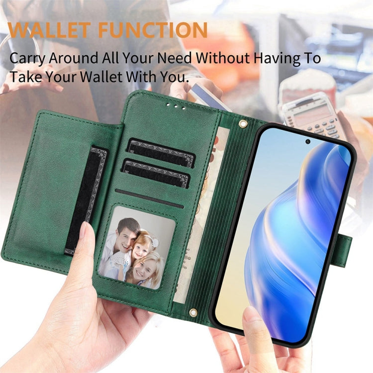 For iPhone 16e Multi-Card Slots Zipper Wallet Leather Phone Case(Green) by buy2fix