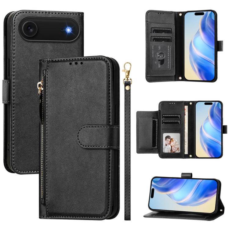 For iPhone Air Multi-Card Slots Zipper Wallet Leather Phone Case(Black) - iPhone Air Cases by buy2fix | Online Shopping UK | buy2fix