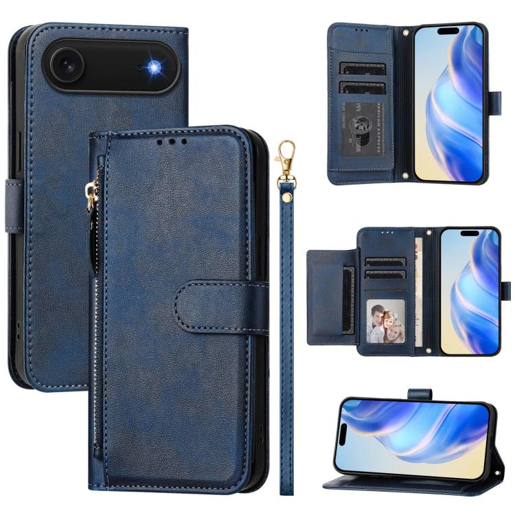For iPhone Air Multi-Card Slots Zipper Wallet Leather Phone Case(Blue) - iPhone Air Cases by buy2fix | Online Shopping UK | buy2fix