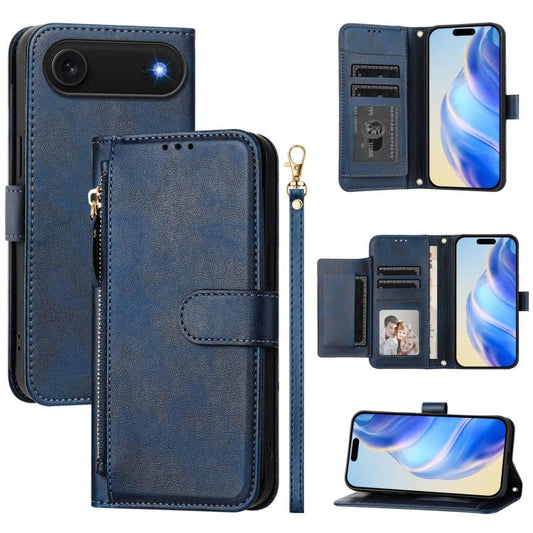 For iPhone Air Multi-Card Slots Zipper Wallet Leather Phone Case(Blue) - iPhone Air Cases by buy2fix | Online Shopping UK | buy2fix