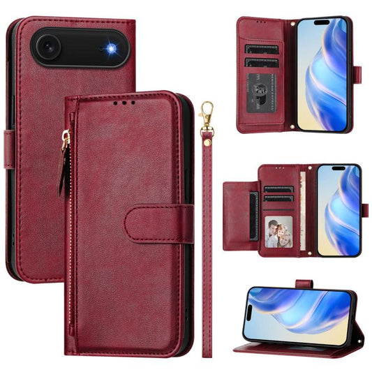 For iPhone Air Multi-Card Slots Zipper Wallet Leather Phone Case(Dark Red) - iPhone Air Cases by buy2fix | Online Shopping UK | buy2fix