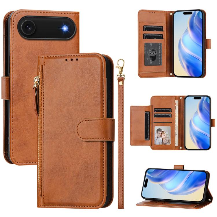 For iPhone Air Multi-Card Slots Zipper Wallet Leather Phone Case(Brown) - iPhone Air Cases by buy2fix | Online Shopping UK | buy2fix