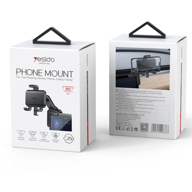 Yesido C250 Phone Clamp Holder For Car Floating Screen(Black) - Universal Car Holders by Yesido | Online Shopping UK | buy2fix