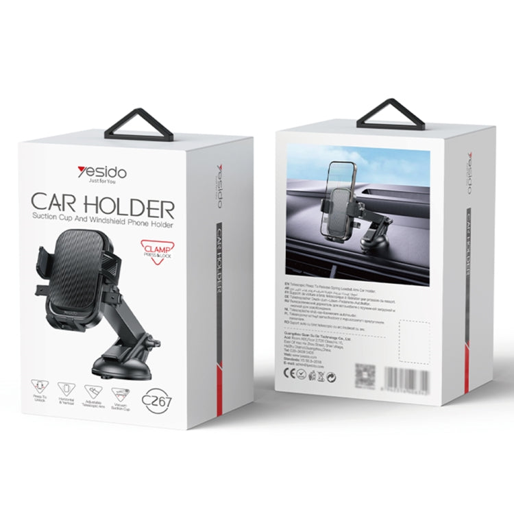 Yesido C267 Suction Cup Gravity Clamp Car Phone Holder(Black) by Yesido