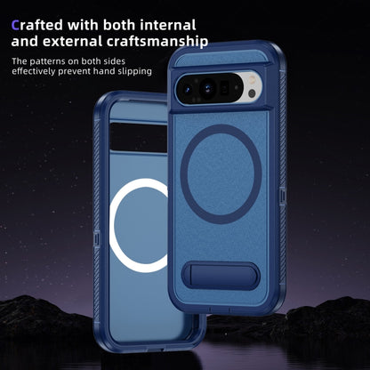 For Google Pixel 9 Pro Guard MagSafe Holder Matte PC Hybrid TPU Phone Case(Royal Blue) by buy2fix