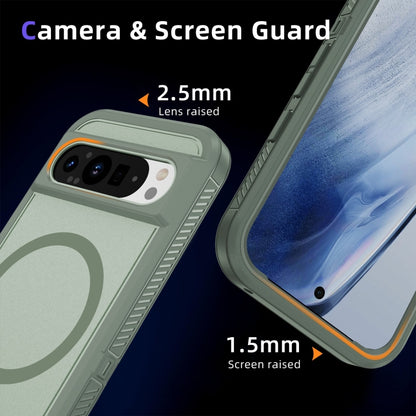 For Google Pixel 9 Pro Guard MagSafe Holder Matte PC Hybrid TPU Phone Case(Green) by buy2fix