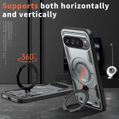 For Google Pixel 9 / 9 Pro PC Hybrid TPU Armor MagSafe Ring Holder Phone Case(Grey) by buy2fix